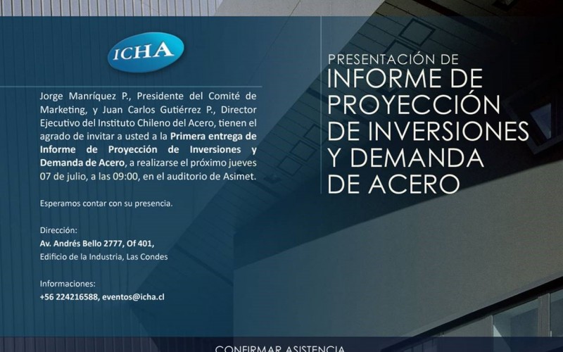 ICHA invita a la presentación de Informe Proyección de Inversiones